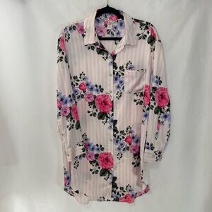 Victoria's Secret Pink Floral Button Down Night Gown
